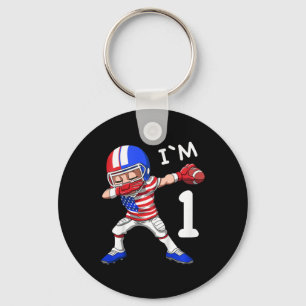 Kids 1 Birthday American Football Dabbing 1 Year O Keychain
