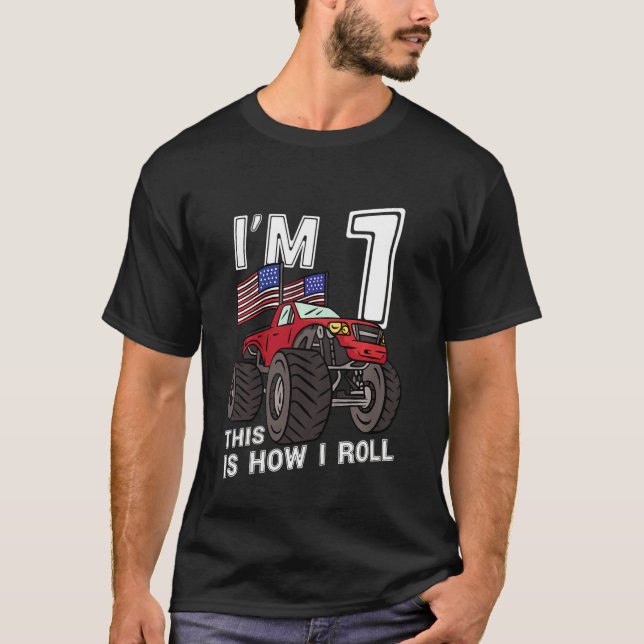 Kids 1 Years Old Boy Monster Truck 1st Birthday Ki T-Shirt (Front)