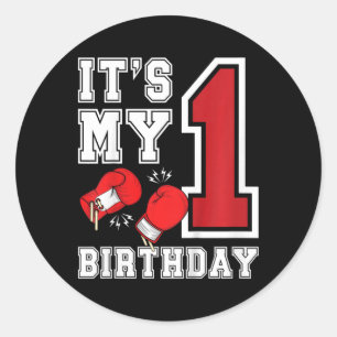 Kids 1st Birthday Boxing Boy 1 Year Old Boxer Bday Classic Round Sticker