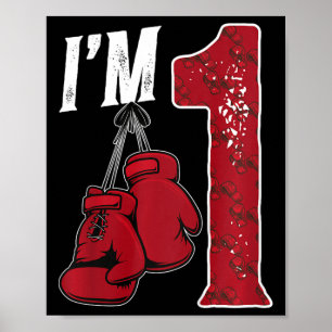 Kids 1st Birthday Boxing Boy One Year Old Boxer  Poster
