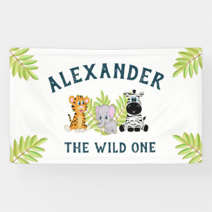 Kids 1st Birthday Cute Wild One Boy Banner