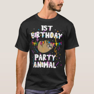 Kids 1st Birthday Party Animal Funny Sloth Boys Gi T-Shirt