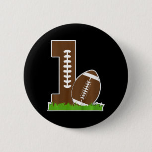 Kids 1st Birthday Party Football Boy One Year Old 2 Inch Round Button