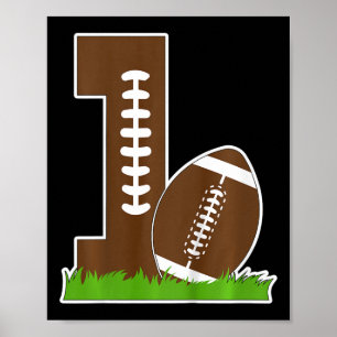 Kids 1st Birthday Party Football Boy One Year Old  Poster