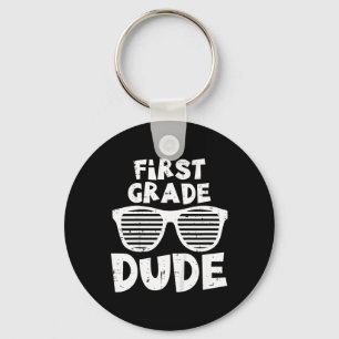 Kids 1st Grade Dude Byck To School First Day Of Sc Keychain