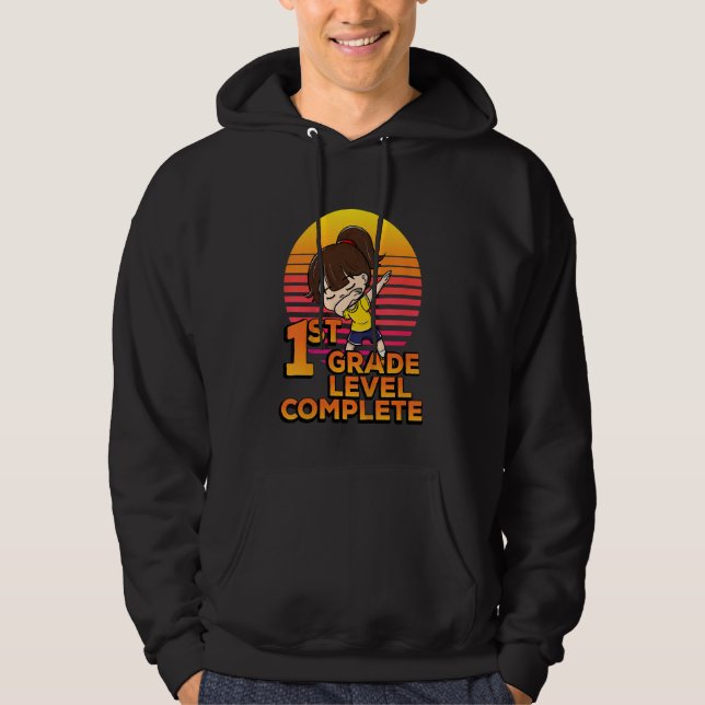 Kids 1st Grade Level Complete Cute Dabbing Girl St Hoodie (Front)
