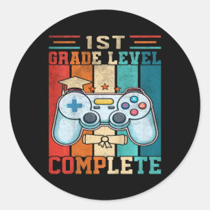 Kids 1st Grade Level Complete Gaming Last Day Of S Classic Round Sticker