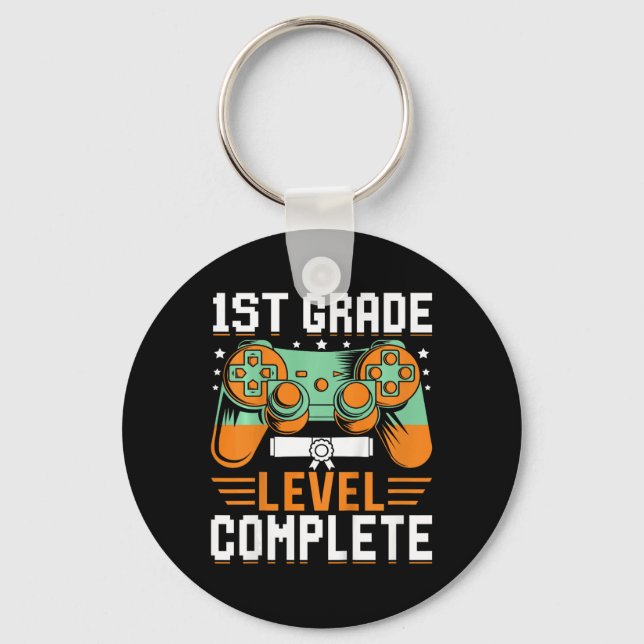 Kids 1st Grade Level Complete Graduation Video Gam Keychain (Front)
