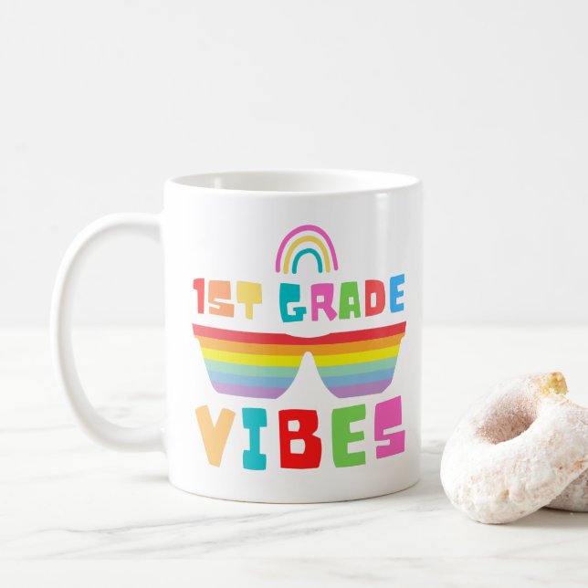 Kids 1st Grade Vibes-First Grade Back To School  Coffee Mug (With Donut)