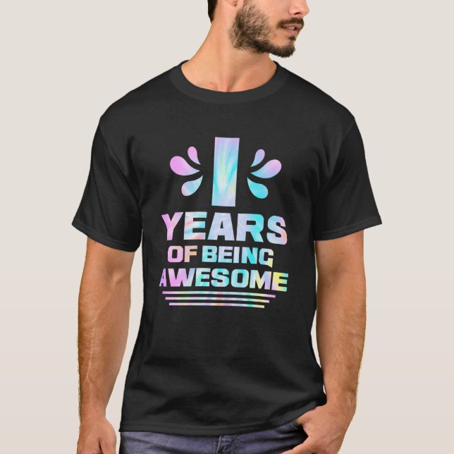 Kids 1th Birthday Idea 1 Year Of Being Awesome T-Shirt (Front)