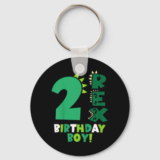 Kids 2 Rex Birthday Boy Two Rex Dinosaur Dino 2nd Keychain