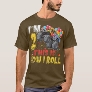 Kids 2 Year Old 2nd Birthday Boy Monster Truck Car T-Shirt