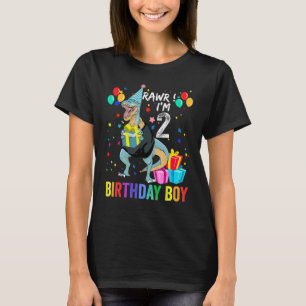Kids 2 Year Old 2nd Birthday Boy Rex Dinosaur T-Shirt