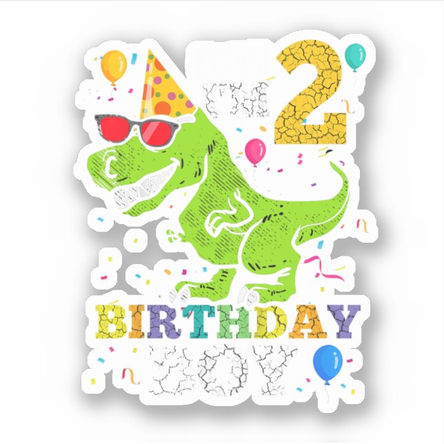 Kids 2 Year Old 2Nd Birthday Boy T Rex Dinosaur (Front)