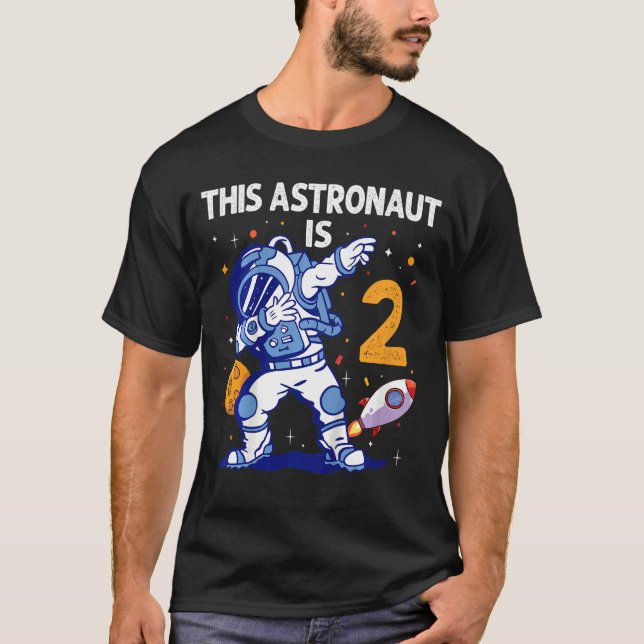 Kids 2 Year Old Astronaut Space Planet 2nd Birthda T-Shirt (Front)