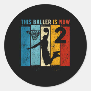 Kids 2 Year Old Basketball 2nd Birthday Boy  Classic Round Sticker