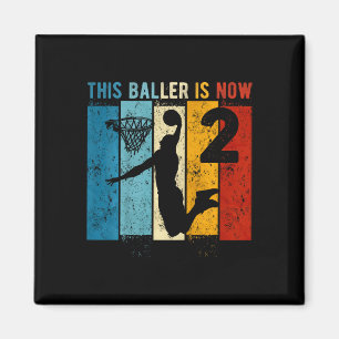 Kids 2 Year Old Basketball 2nd Birthday Boy Magnet