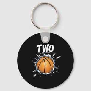 Kids 2 Year Old Basketball Birthday Party Theme 2n Keychain