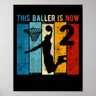 Kids 2 Year Old Bysketbyll 2nd Birthday Boy  Poster