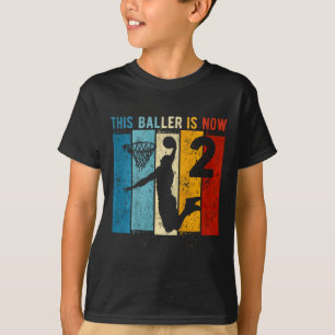 Kids 2 Year Old Bysketbyll 2nd Birthday Boy T-Shirt