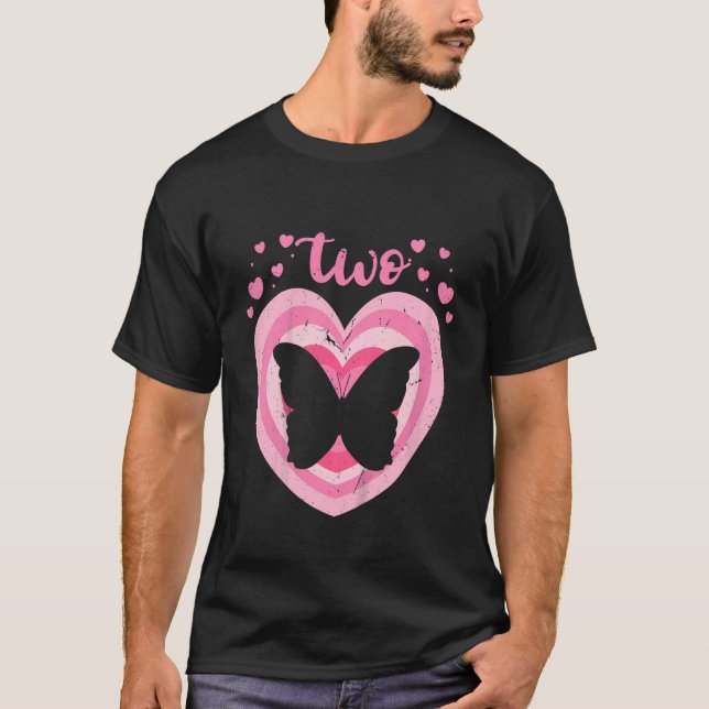 Kids 2 Year Old Cute Butterfly Birthday Girl 2nd B T-Shirt (Front)