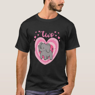 Kids 2 Year Old Cute Elephant Birthday Girl 2nd B  T-Shirt