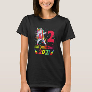 Kids 2 Year Old Girls Teens Dabbing Unicorn 2nd B T-Shirt