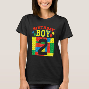 Kids 2 Years Old Boy Brick Builder 2nd Birthday Bl T-Shirt