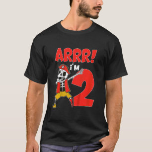 Kids 2 Years Old Boy Skeleton Pirate 2nd Birthday T-Shirt