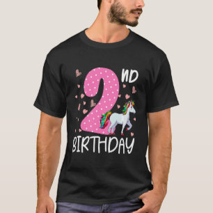 Kids 2 Years Old Girls Unicorn 2nd Birthday T-Shirt