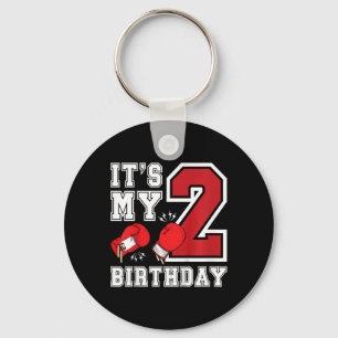 Kids 2nd Birthday Boxing Boy 2 Year Old Boxer Bday Keychain