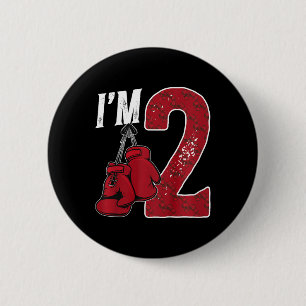 Kids 2nd Birthday Boxing Boy Two Year Old Boxer  2 Inch Round Button
