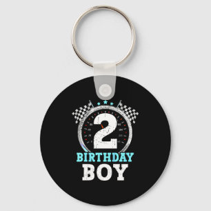 Kids 2nd birthday boy 2 second race car birthday keychain