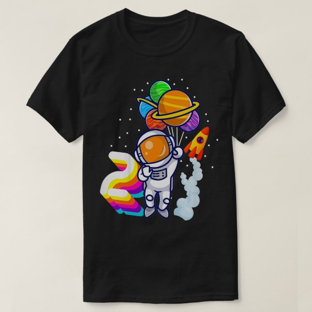 Kids 2nd Birthday Boy Astronaut 2 Years Space Trav T-Shirt (Design Front)