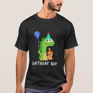 Kids 2Nd Birthday Boy Dinosaur T Rex 2 Years Old K T-Shirt