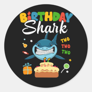 Kids 2nd Birthday Boy Shark Two Matching Party Gif Classic Round Sticker