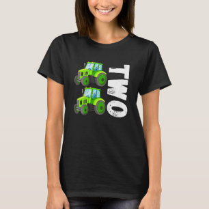 Kids 2nd Birthday Boy Two Tractors Kids Toddler Fa T-Shirt