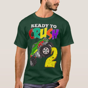 Kids 2nd Birthday Boys Monster Truck 2 Year Old Ra T-Shirt