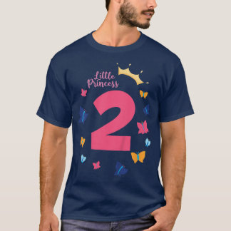 Kids 2nd Birthday Girl Princess Butterfly Cute Gif T-Shirt