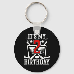 Kids 2nd Birthday Ice Hockey Boy 2 Year Old Ice Ho Keychain