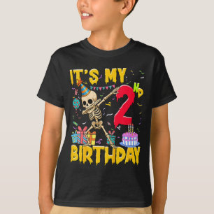 Kids 2nd Birthday Party Halloween Skeleton T-Shirt