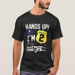 Kids 2nd Birthday Party Policeman Boy Two Year Old T-Shirt