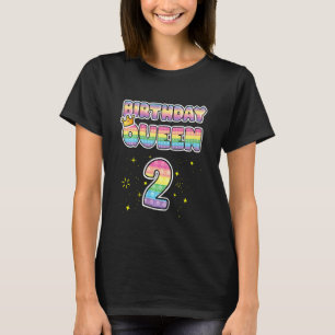 Kids  2nd Birthday Queen 2 Cool Popper Number Pop  T-Shirt