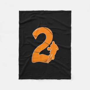 Kids 2nd Birthday Sketll Gift - 2 Years Old Hoops Fleece Blanket