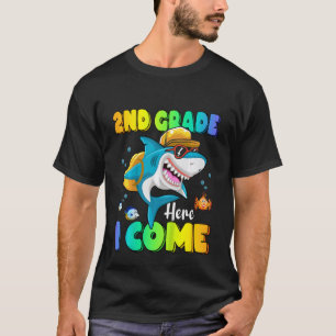 Kids 2nd Grade Here I Come Shark Backpack Back To  T-Shirt