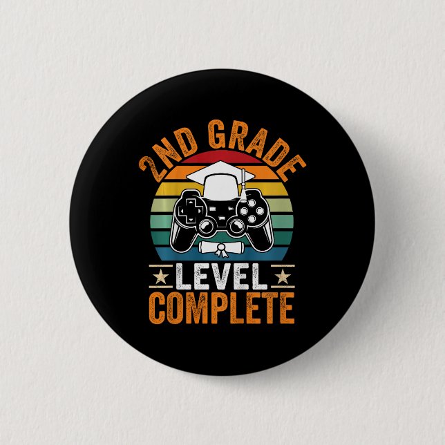 Kids 2nd Grade Level Complete Cute Gamer Class Of  2 Inch Round Button (Front)