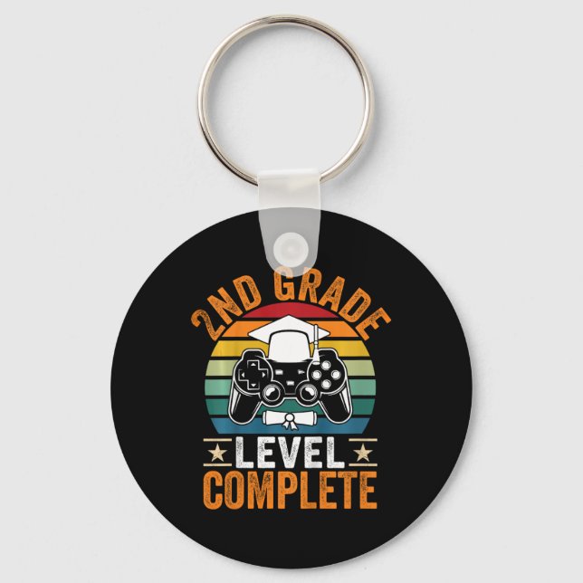 Kids 2nd Grade Level Complete Cute Gamer Class Of  Keychain (Front)