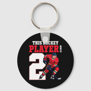 Kids 2nd Ice Hockey Birthday Two Year Old Player Keychain