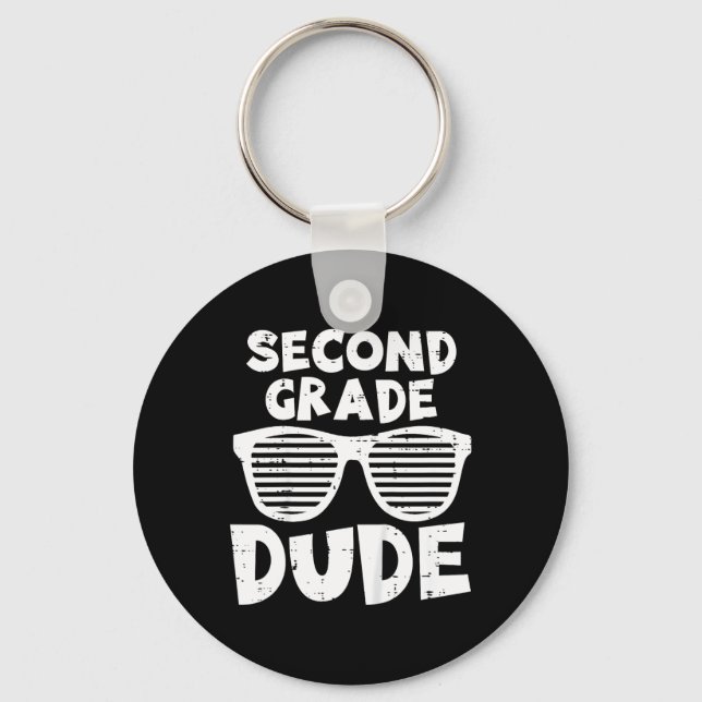 Kids 2nd Second Grade Dude Back To School First Da Keychain (Front)