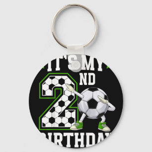 Kids 2nd Soccer Birthday Party 2 Year Old Soccer P Keychain